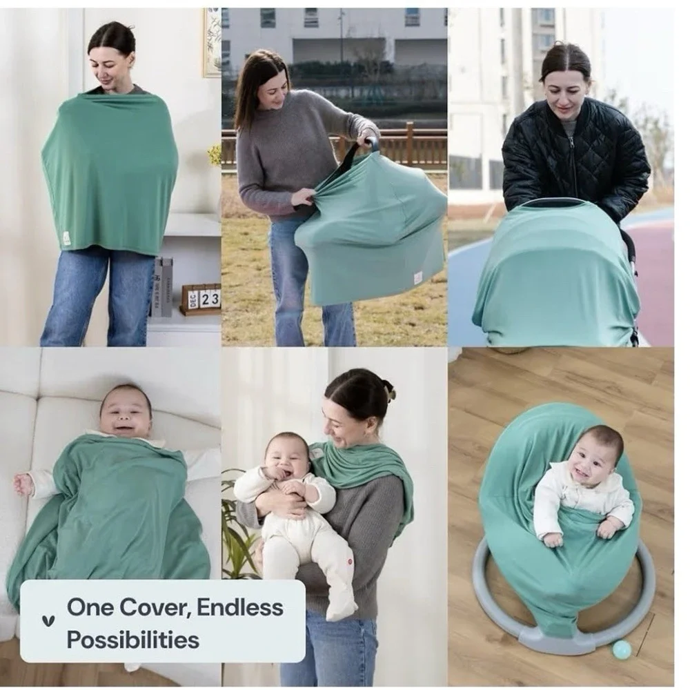 BabbleRoo Nursing Cover For Breastfeeding 95% Viscose Muslin, Multi-use For Car